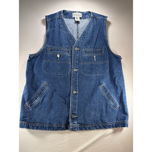 Results Jeans Other - Results Jeans Vest Mens Denim Streetwear Hip Hop 90s made in Hong Kong Sz L